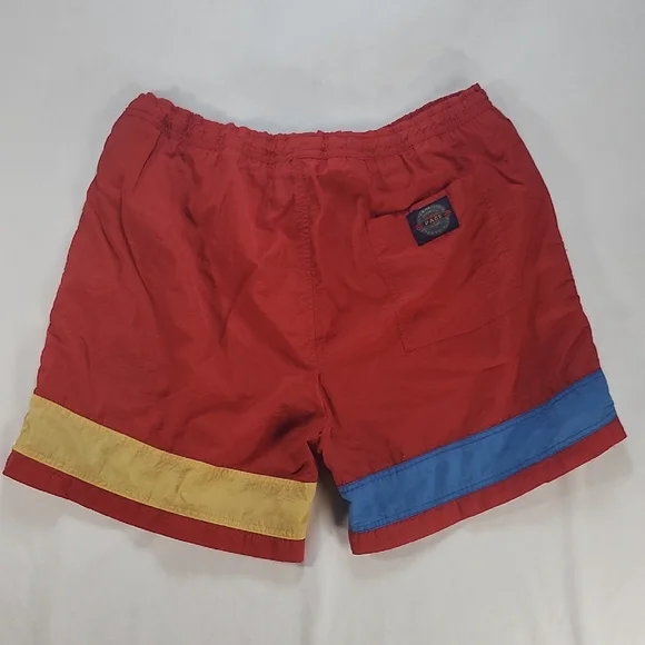 Pace Vintage Red Yellow Blue Swim Shorts with Drawstring - Picture 6 of 12